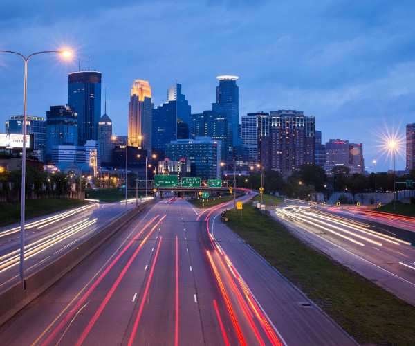 Minneapolis skyline at dusk